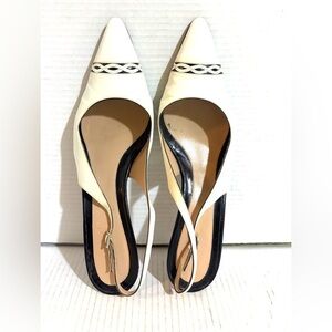 Elegant Cream and Black Slingback Heels